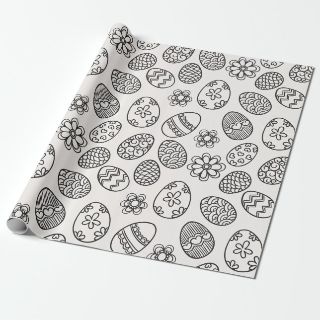 Cadeau Papier d'emballage de pâques de motif floral (Déroulé)