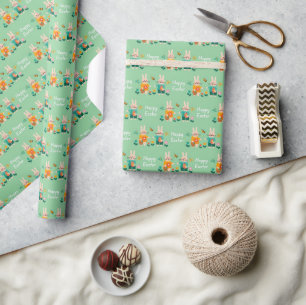 Cadeau Papier d'emballage de Pâques Lapin de jardin Menth