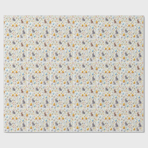 Cadeau Papier d'emballage de Pâques - Lapins, œufs et pou