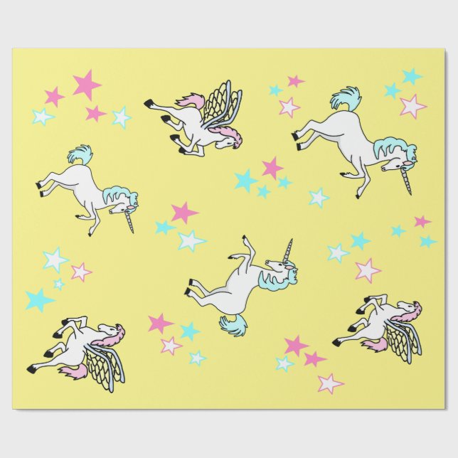 Cadeau Papier d'emballage de Pegasus de licorne (Plat)