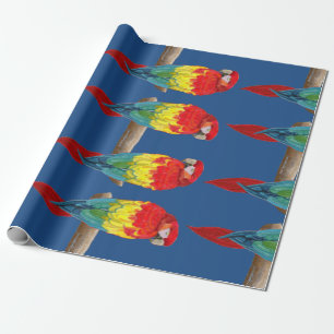 Cadeau Papier d'emballage de perroquets colorés
