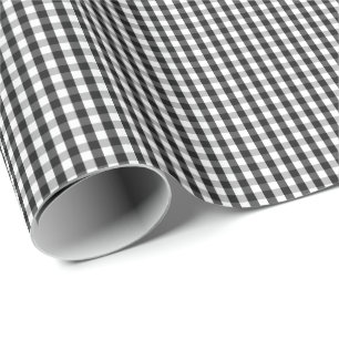 Cadeau Papier d'emballage de petit guingan noir et blanc