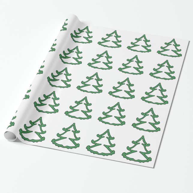 Cadeau Papier d'emballage de pin vert (Déroulé)