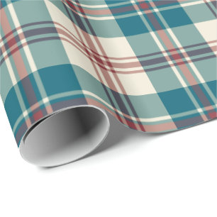 Cadeau Papier d'emballage de plaid beige rouge de marine