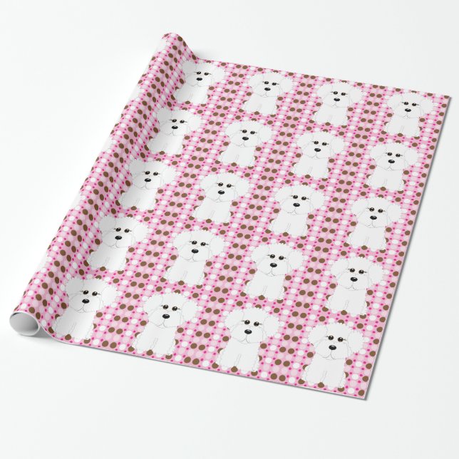 Cadeau Papier d'emballage de point de polka de Bichon (Déroulé)