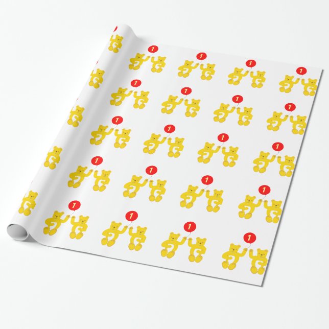 Cadeau Papier d'emballage de premier anniversaire de (Déroulé)