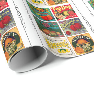 Cadeau Papier d'emballage de publicité vintage de fruit