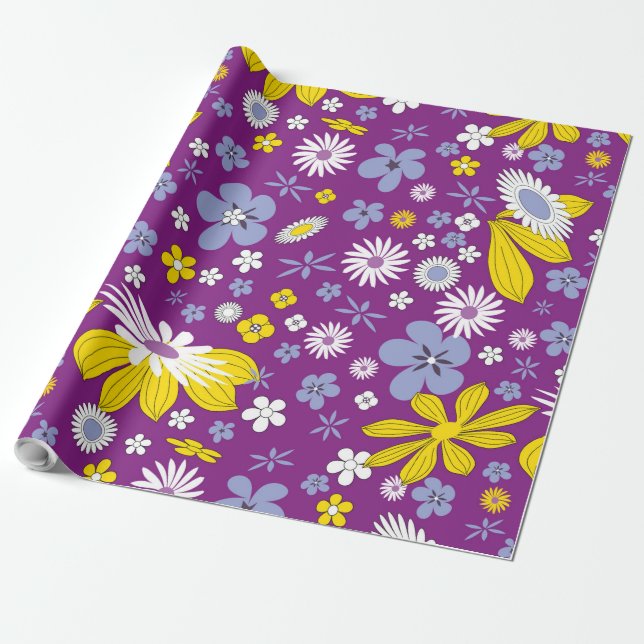 Cadeau papier d'emballage de puissance de fleur (Déroulé)