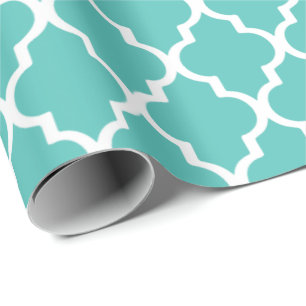 Cadeau Papier d'emballage de Quatrefoil - turquoise
