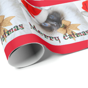 Cadeau Papier d'emballage de Ragdoll de Noël adorable de