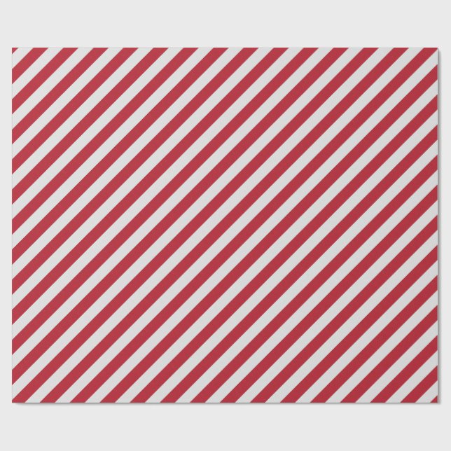 Cadeau Papier d'emballage de rayure diagonale rouge et (Plat)