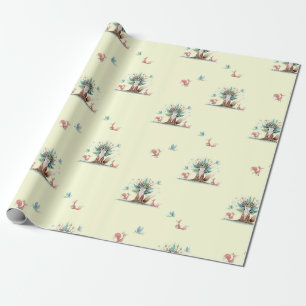 Cadeau Papier d'emballage de renard aquarelle