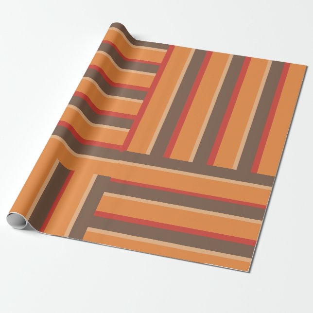 Cadeau Papier d'emballage de rétro rayure de couleur (Déroulé)