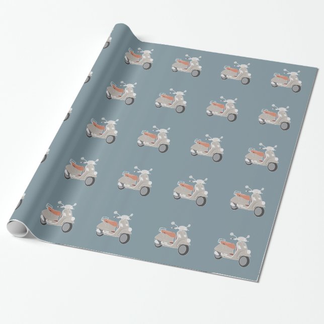 Cadeau Papier d'emballage de rétro scooter (Déroulé)