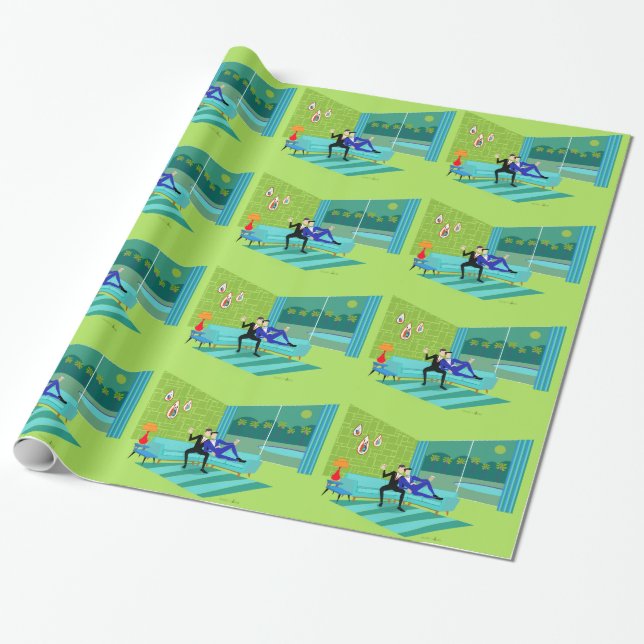 Cadeau Papier d'emballage de rétros couples gais (Déroulé)