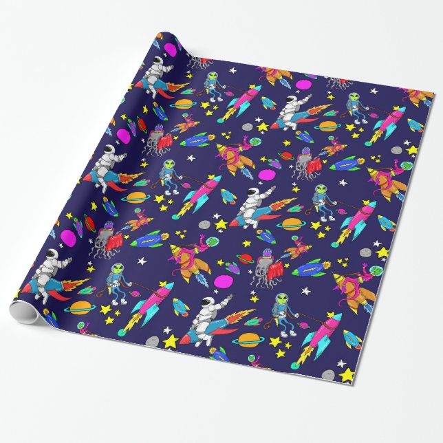Cadeau papier d'emballage de rodéo étranger de fusée (Déroulé)