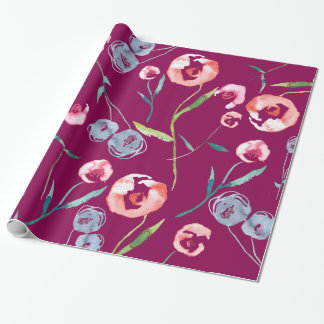 Cadeau Papier d'emballage de roses peints à la main