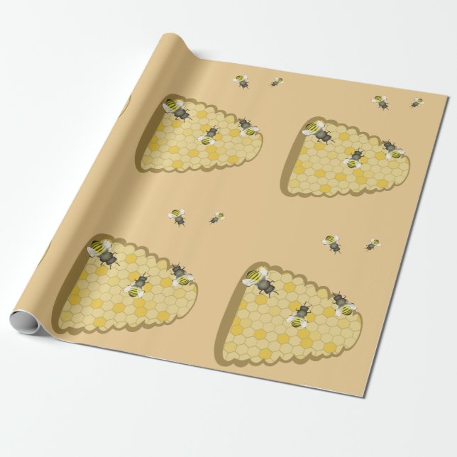 Cadeau Papier d'emballage de ruche d'abeille (Déroulé)