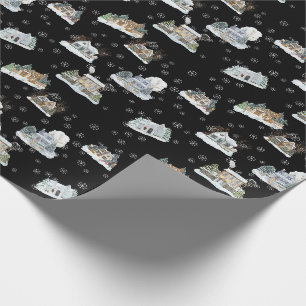 Cadeau Papier d'emballage de scène de Noël