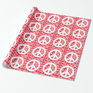 Cadeau Papier d'emballage de signe de paix de coeur de