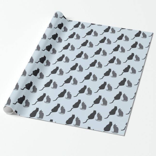 Cadeau Papier d'emballage de silhouette de chat (Déroulé)
