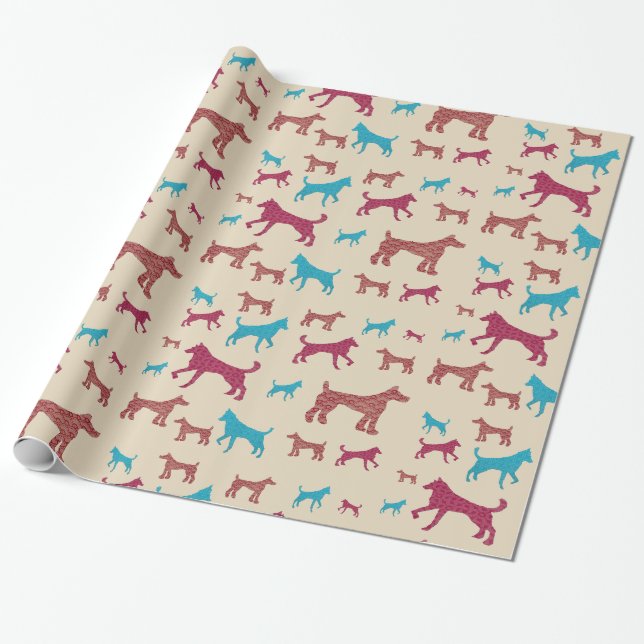 Cadeau Papier d'emballage de silhouette de chien (Déroulé)