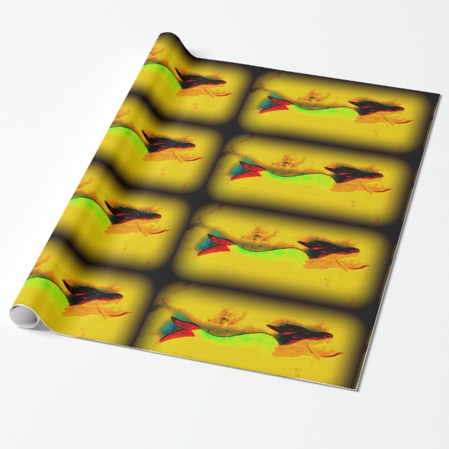 Cadeau papier d'emballage de sirène de natation (Déroulé)