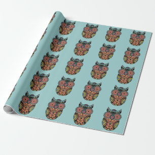 Cadeau Papier d'emballage de sucre de hibou bleu de crân