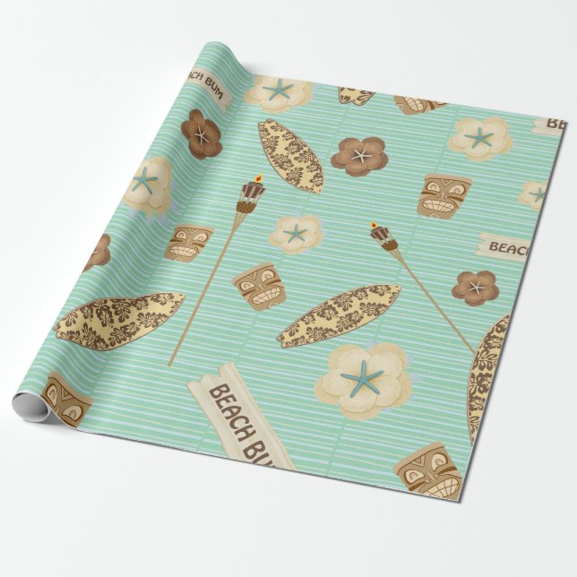 Cadeau Papier d'emballage de toile sans valeur de plage (Déroulé)