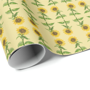 Cadeau Papier d'emballage de tournesol jaune
