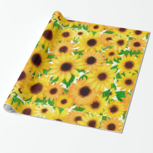 Cadeau Papier d'emballage de tournesols européens gais