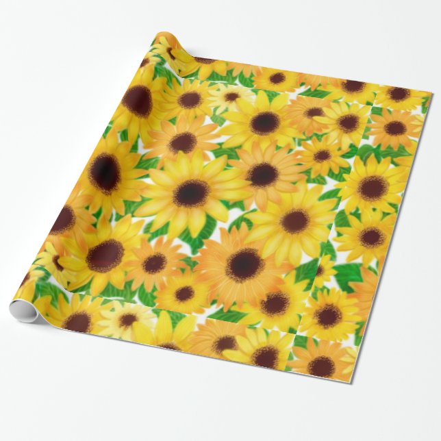 Cadeau Papier d'emballage de tournesols européens gais (Déroulé)