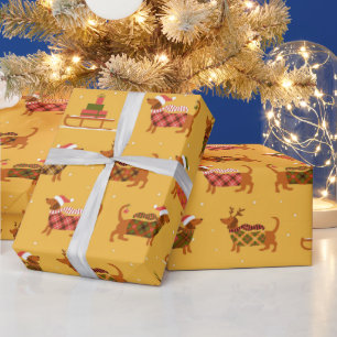 Cadeau Papier d'emballage de traîneau de Noël festif de t