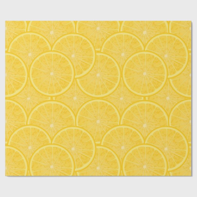 Cadeau Papier d'emballage de tranche de citron jaune de f (Plat)