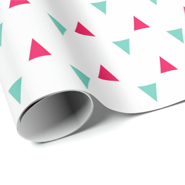 Cadeau Papier d'emballage de triangle rouge et turquoise (Coin rond)