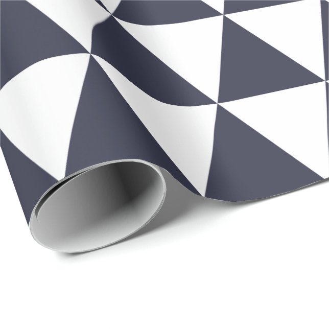 Cadeau Papier d'emballage de triangles classiques de bleu (Coin rond)