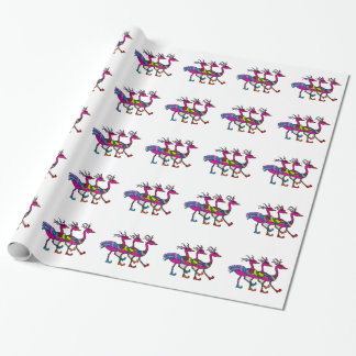 Cadeau Papier d'emballage de trois Flamants roses