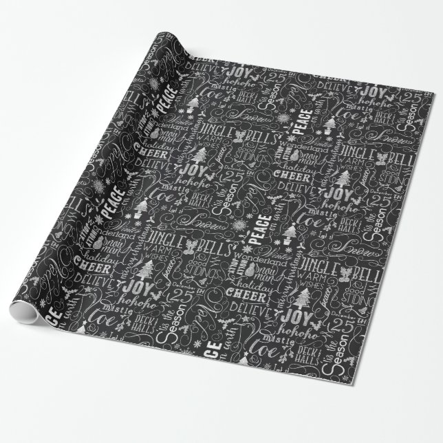 Cadeau Papier d'emballage de typographie de Noël de (Déroulé)