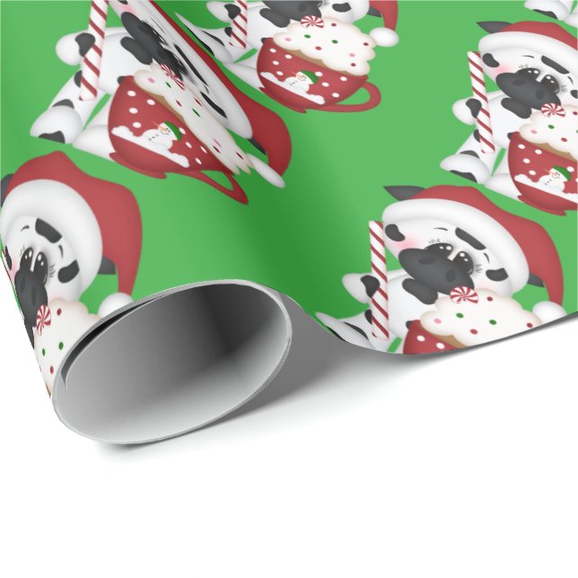 Cadeau Papier d'emballage de vache à cacao de Noël (Coin rond)