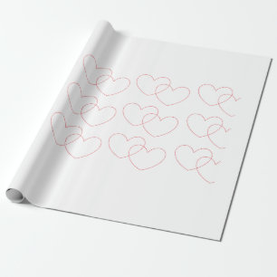 Cadeau Papier d'emballage de verrouillage rouge de coeurs