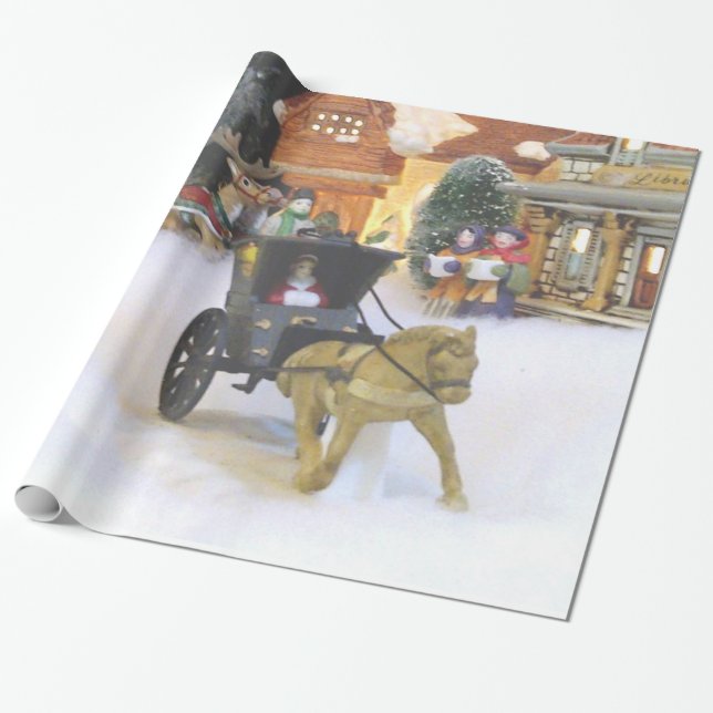 CADEAU PAPIER D'EMBALLAGE "DE VILLAGE DÉMODÉ DE NOËL" (Déroulé)