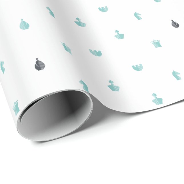 Cadeau Papier d'emballage d'échecs (Coin rond)