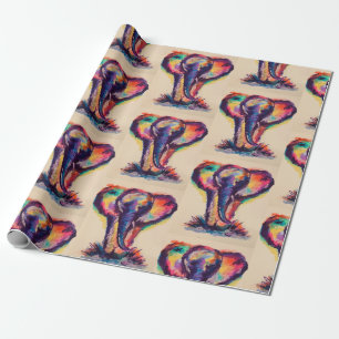 Cadeau Papier d'emballage d'éléphant d'aquarelle