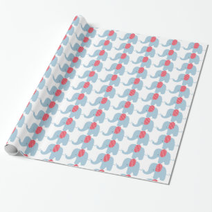 Cadeau Papier d'emballage d'éléphant de bébé rouge et