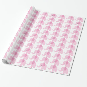 Cadeau Papier d'emballage d'éléphant rose de bébé