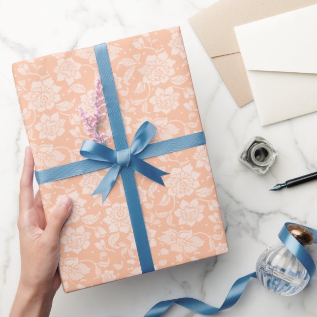 Cadeau Papier d'emballage dentelle pêche (Cadeaux)
