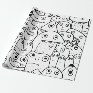 Cadeau papier d'emballage des faces de doodle