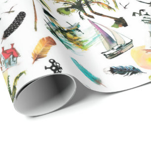 Cadeau Papier d'emballage d'été de mer