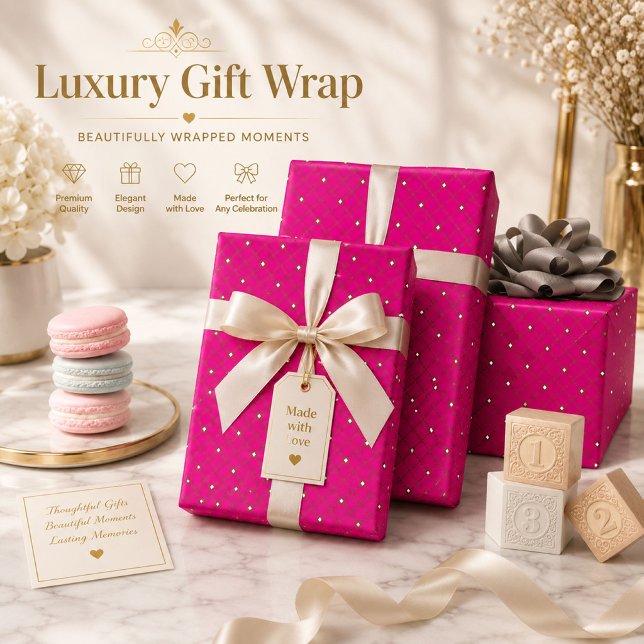 Cadeau Papier d'emballage diamant rose chaud (Créateur téléchargé)