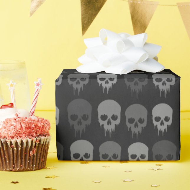 Cadeau Papier d'emballage d'impression à crâne noir et gr (Fête d'anniversaire)